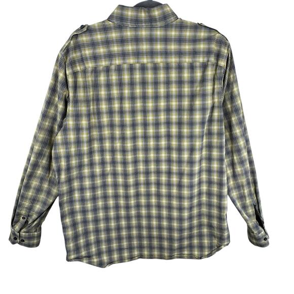 Banana Republic Cotton Slim Fit Green Gray Plaid Long Sleeve Button Up Men's L - Picture 2 of 7